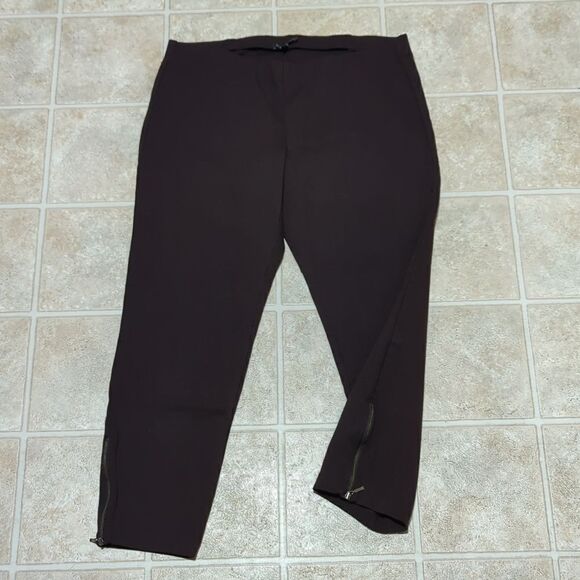 Eileen Fisher  Petite Slim Zipper Ankle Pull On Brown Pants L - Picture 1 of 6